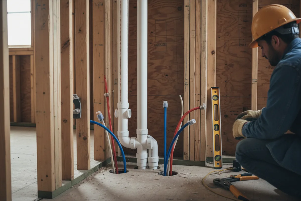 Drain and supply rough-in during Garbage Disposal Repair in Englewood